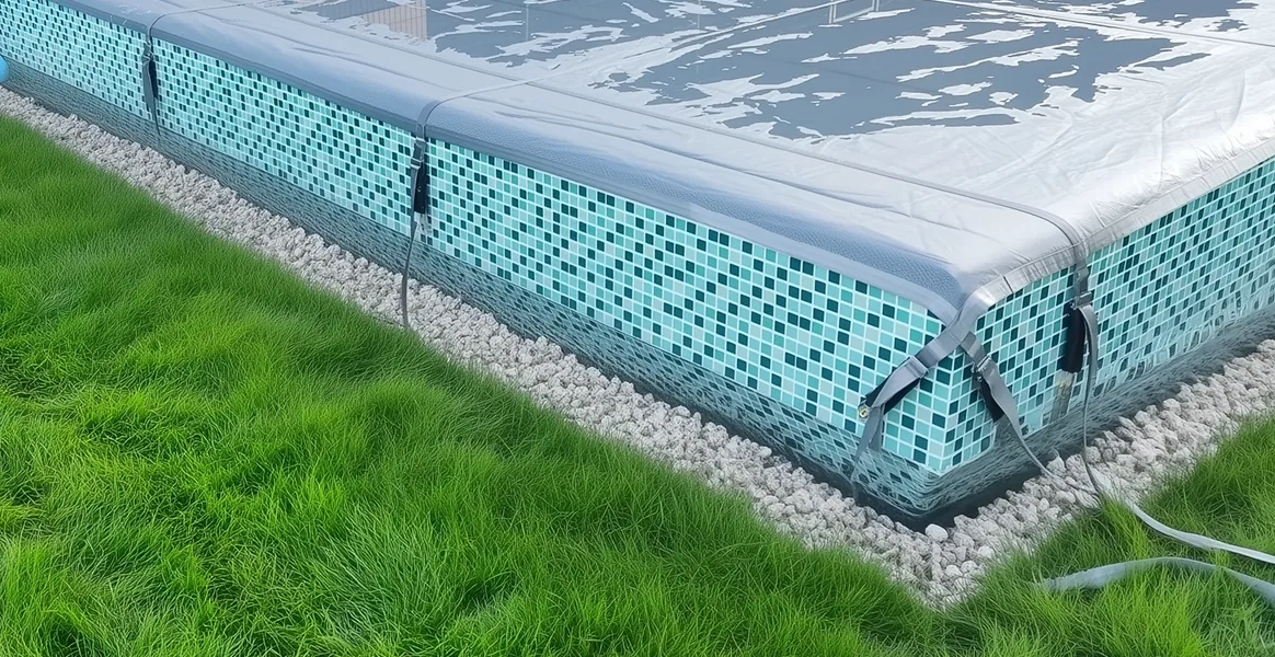 Покрывало для бассейна под снегом — защита зимой в Новочеркасске